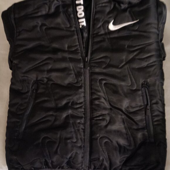 Nike Just Do It - Black Hoodie Jacket with Zipper & Pockets - Kids Boys Size 7/L - Picture 2 of 2